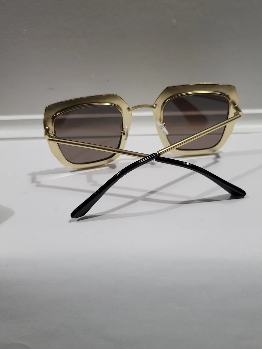 Gold Frame Rhinstone-Trim Square Sunglasses - Women Accessories